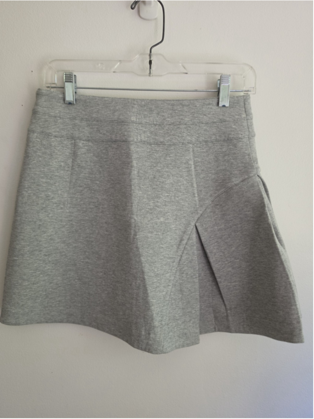 Derek Lam 10 Crosby Gray Jersey Mini Skirt Asymmetric Pleat Size 0 EUC